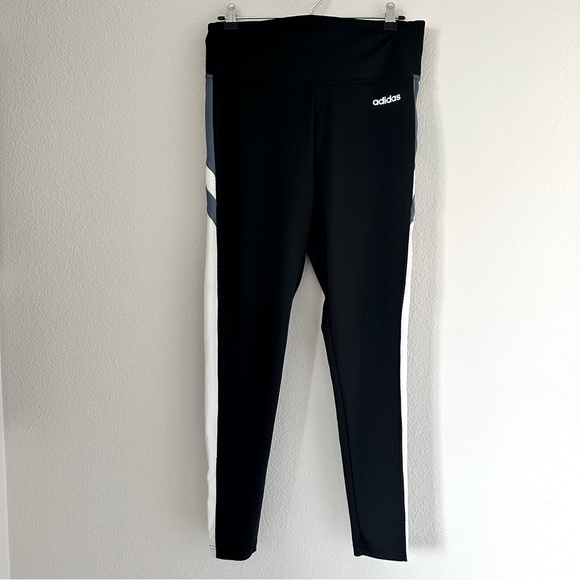 EUC Adidas Women’s Climalite Leggings in Black with White and Blue Details - Picture 2 of 3